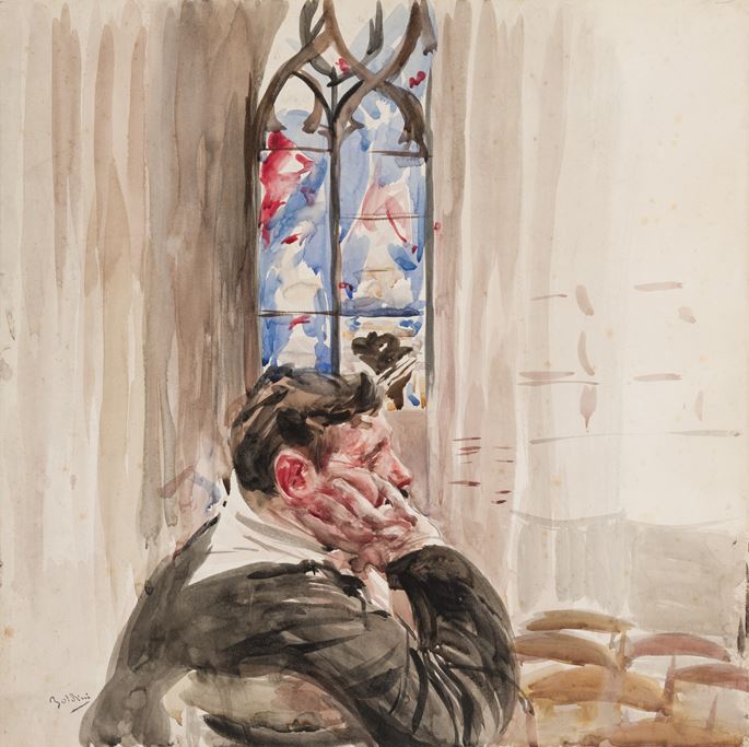 Giovanni BOLDINI - Portrait of a Man Seated in a Church | MasterArt